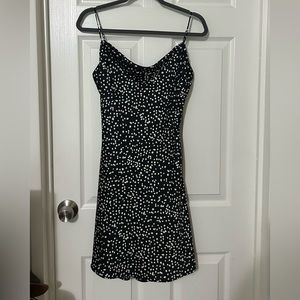 Little black polka dot slip dress